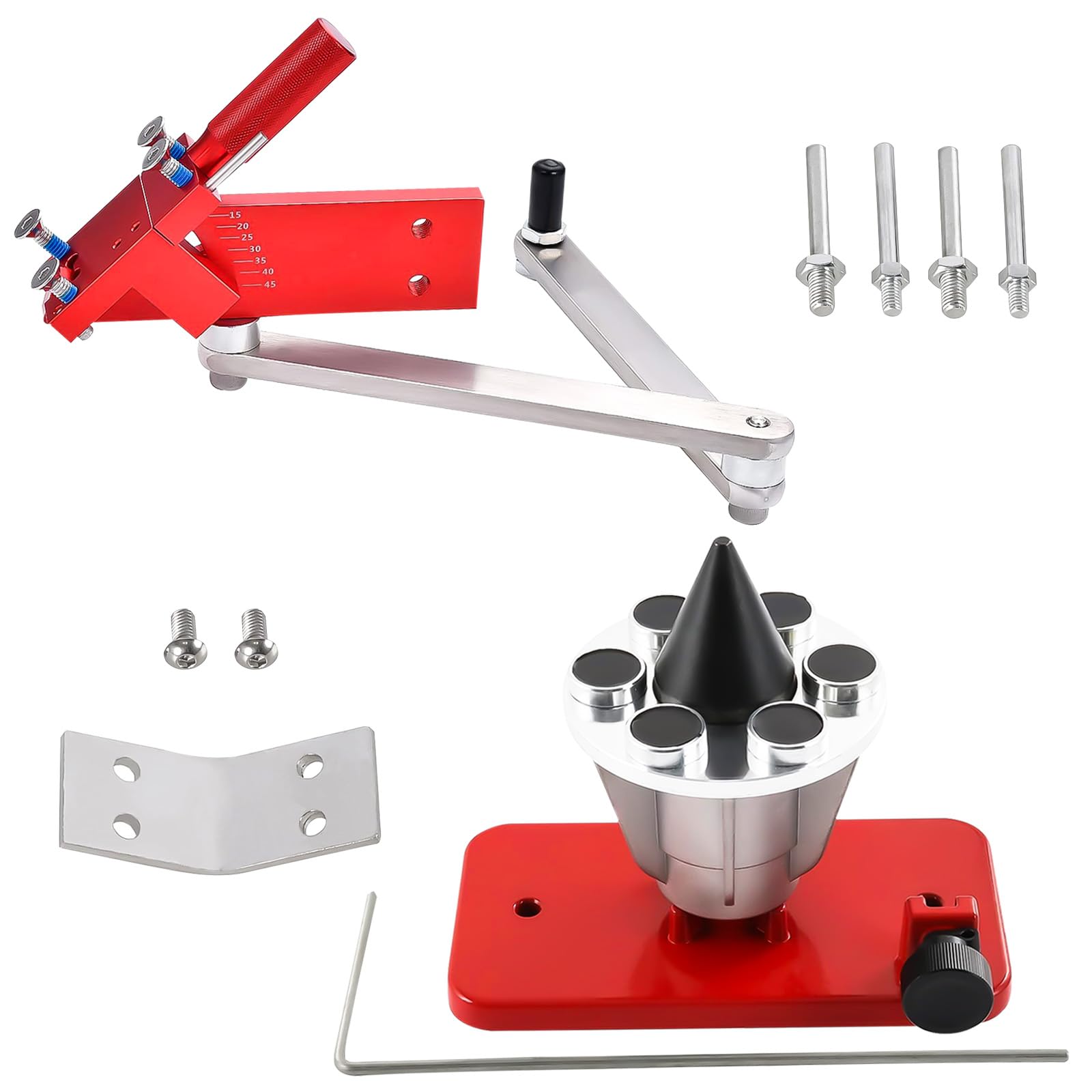 5005 - Afilador de cuchillas para cortacésped y equilibrador de cuchillas 42-047 de repuesto 339075B, equilibrador de cuchillas para cortacésped, soporte magnético para pared (rojo)