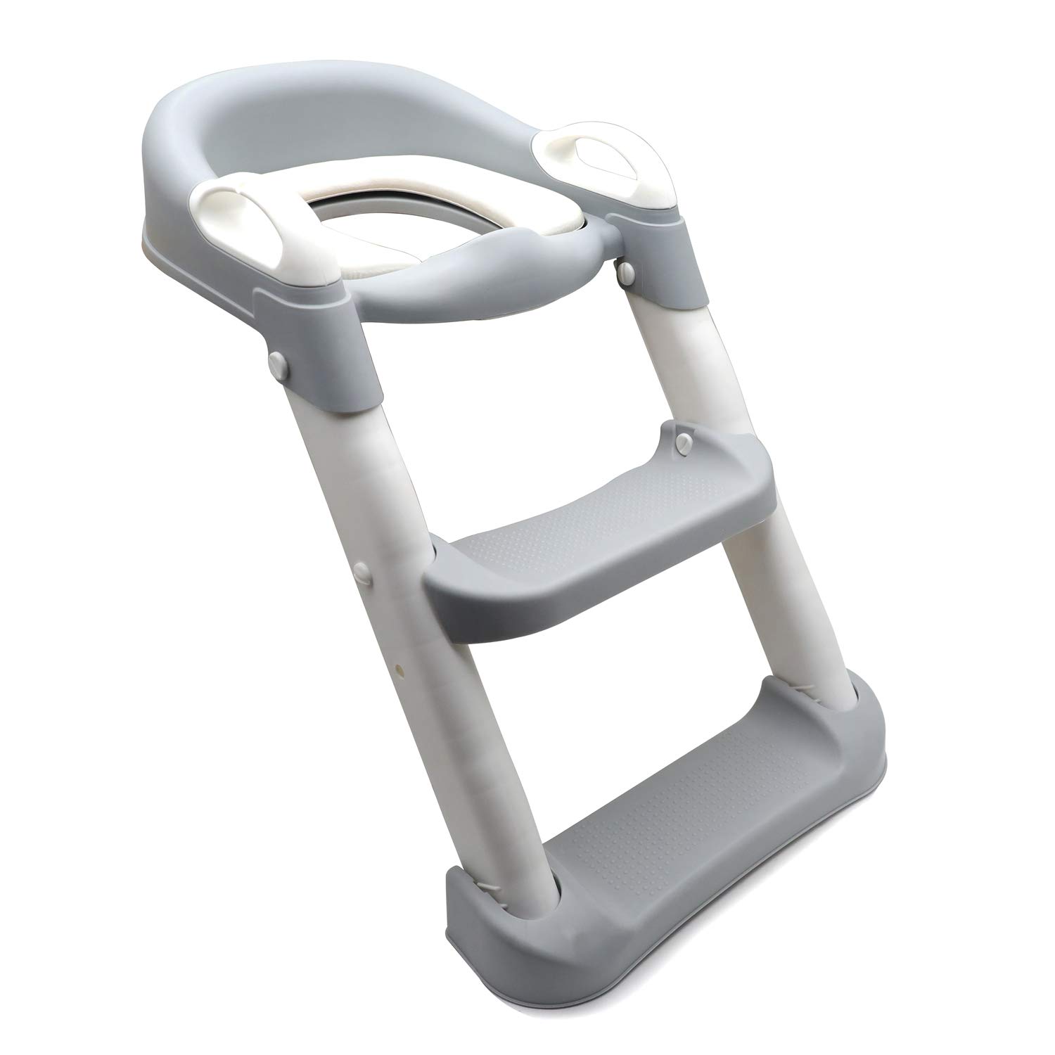 HTTMT - Asiento clásico de escalera de inodoro con cojín mejorado, silla de inodoro para bebés y niños pequeños, color gris [P/N: ET-BABY002-GRAY-C]