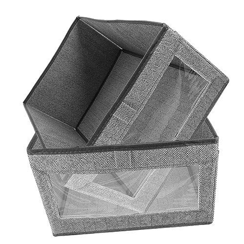 Panier de rangement pliable avec fenêtre transparente pour armoire nette