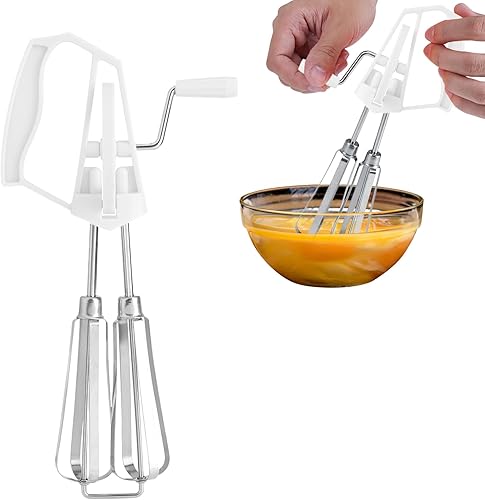 Batidor de huevos de mano, batidor manual de acero inoxidable, batidor de huevos, batidor giratorio de mano, herramienta de cocina, batidor de