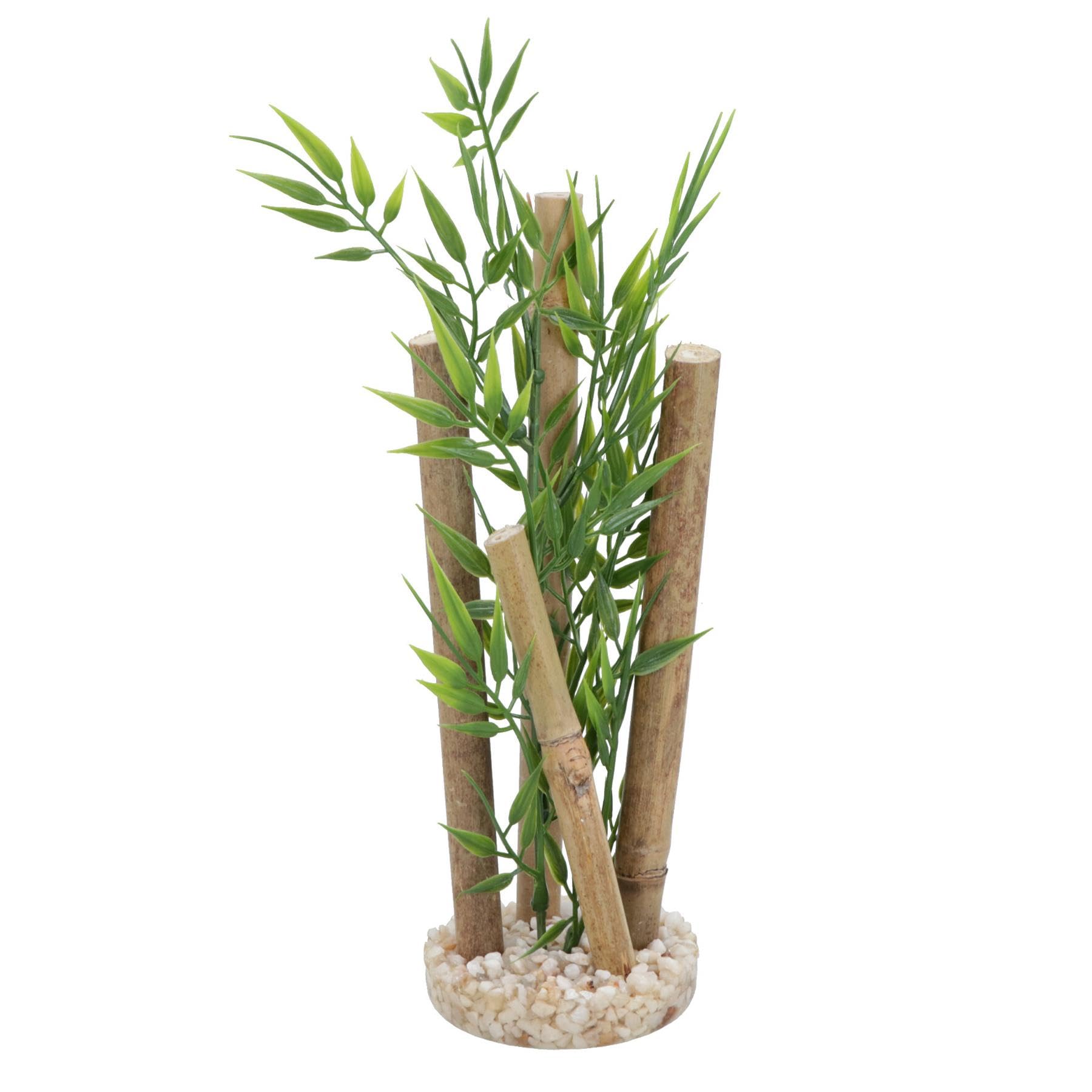 Ab Tools Green Aqua Décor Small Bamboo 23Cm Artificial Aquarium Plant With Weighted Base For Easy Planting And Display