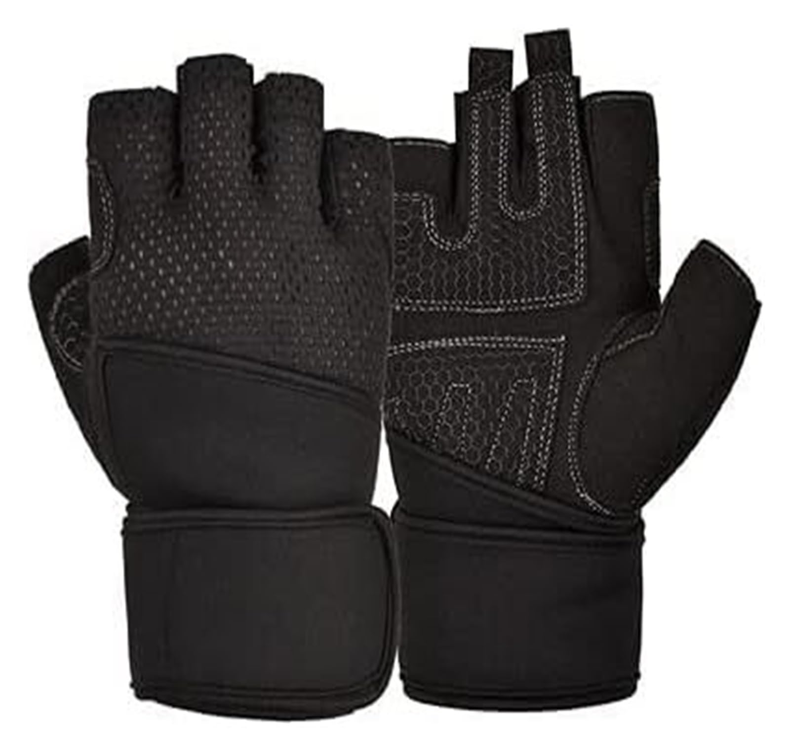Guanti da guida senza dita, Guanti sportivi, Guanti mezze dita, Guanti da palestra Guanti traspiranti for sollevamento pesi con supporto completo for il polso Imbottito for uomini e donne Protezione m