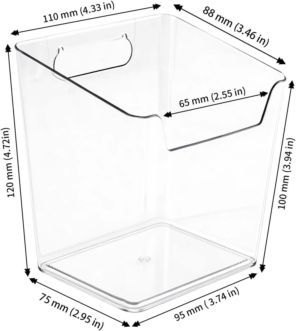 JAPCHET 8 PCS Adhesive Wall Storage Bins, Clear Cabinet Door Organizer, Acrylic Wall Mount Organizer Adhesive Hanging Bin for Wall, Refrigerator, Cabinet, Kitchen, Bathroom, Countertops