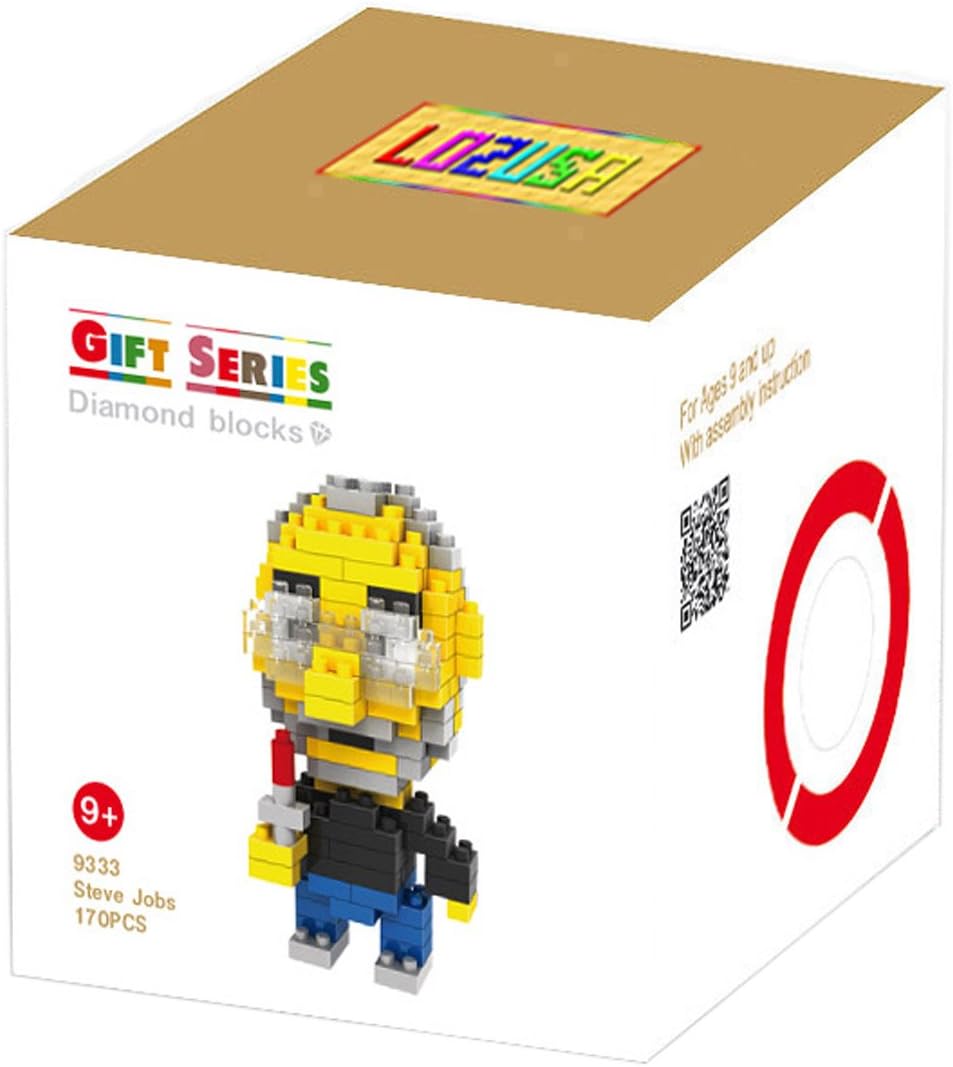 Steve Jobs Cartoon Character 170 PCS Diamond Block Mini Figure Hero Micro Blocks Construction Model, Micro-Sized Building Set Parent-Child Games Building Blocks Children's Educational Toys