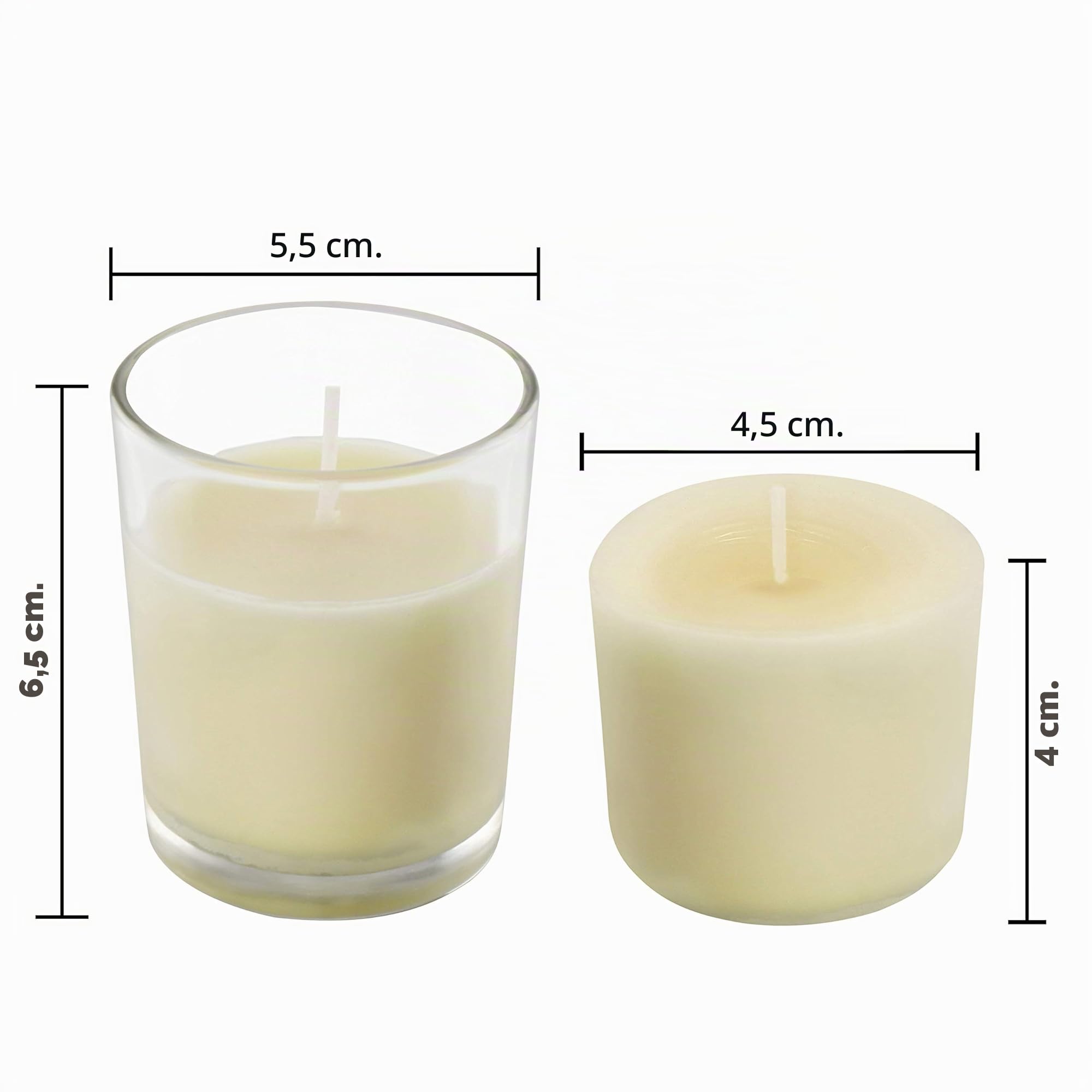 Belle Vous Porta Candele in Vetro con Candele Bianche Tea Lights (48pz) - Durata Combustione 12 Ore - Portacandele Vetro con Candele Tealight Versate a Mano - Ideali per Matrimoni, Spa e Decorazioni