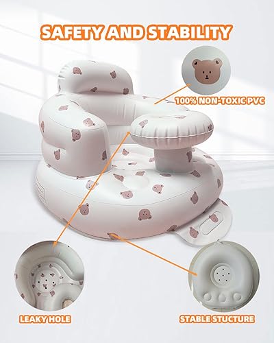 Miniatura 33 de Asiento inflable para bebés de 3 a 36 meses, silla de bebé con bomba de aire integrada, asiento de piso para bebé, asiento Bumbo para aprender a