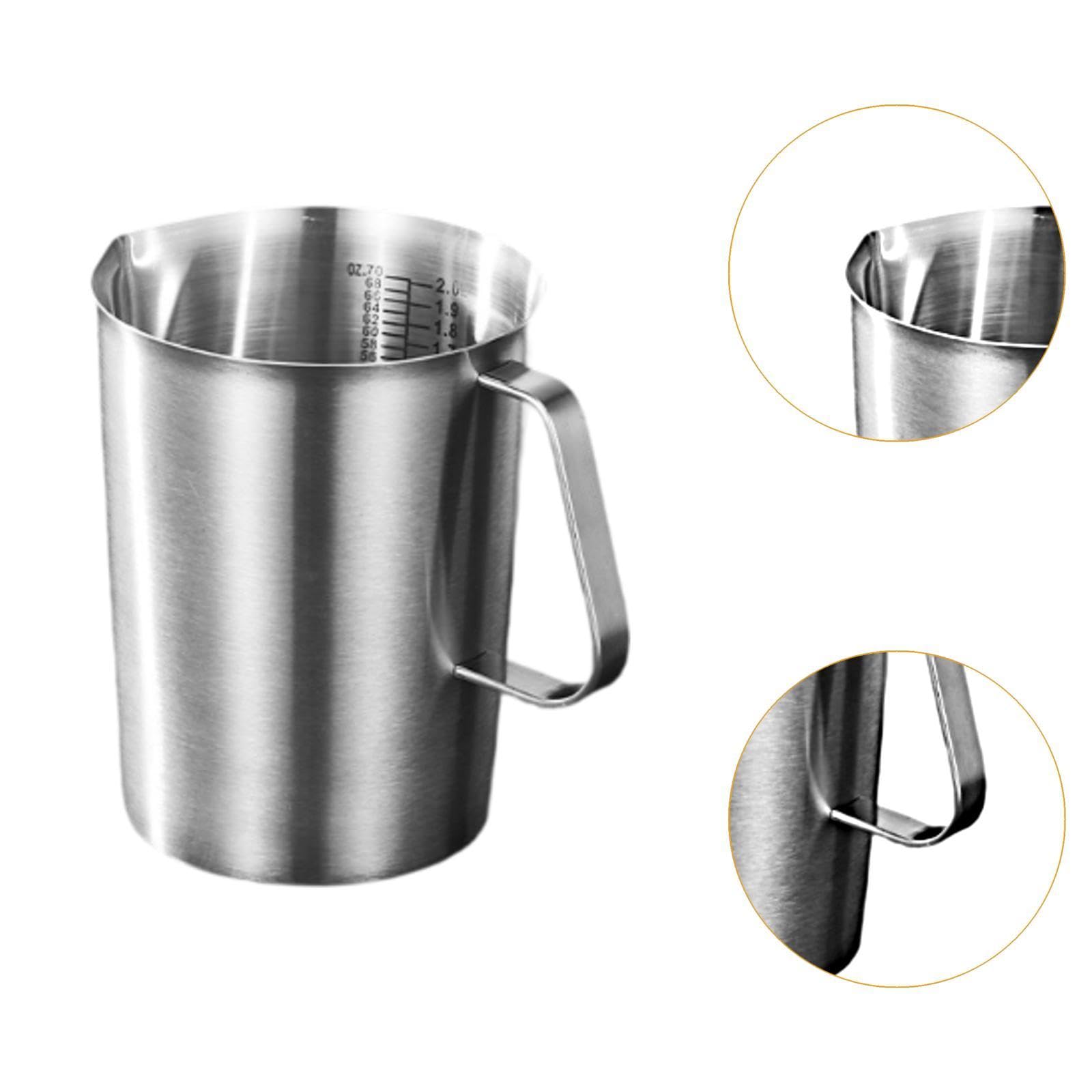 Messbecher Aus Edelstahl, Multifunktionaler Küchenkrug, Doppelwandig, Einfach zu Handhaben, Ideal für Cocktails Und Kaffeedekoration, 2000 Ml