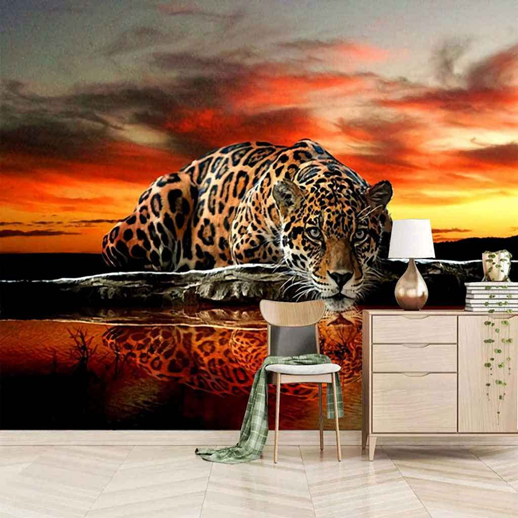 Toile papier peint tigre autocollant de 150x105 cm pour un habillage mural DIY