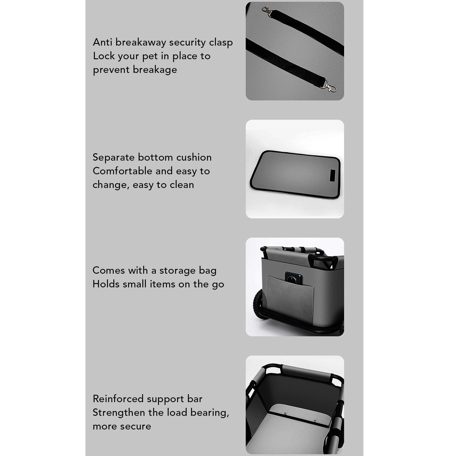 Faltbarer Haustier Kinderwagen 4, Multifunktionaler Ziehwagen Faltkarren Klapper Kinderwagen mit 45 Neigungdesign für den Außenbereich (Alomejorkwc1od0u92-12)