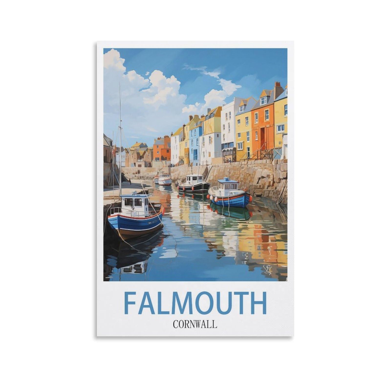 EZMLFA DIY 5D Diamond Painting Kits for Adults,Falmouth Cornwall Crystal Rhinestones Art Craft for Beginners DIY Home Wall Decor Gift 30x40cm