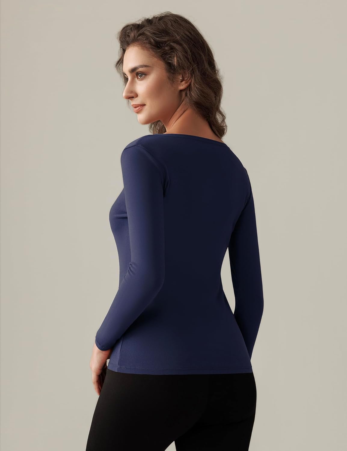 Bonneuitbebe Women Long Sleeve Thermal Shirt Fleece Lined Undershirt Ultra Soft Base Layer Tops for Women Cold Weather - Image 3