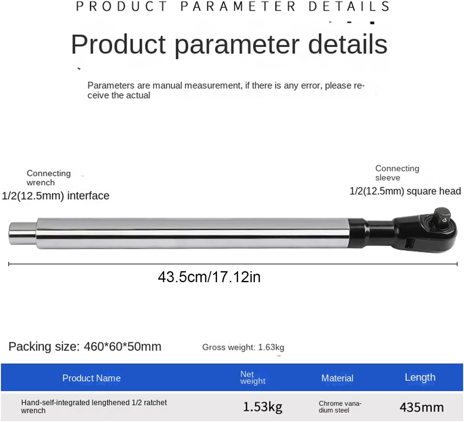 Offset Extension Ratchet | 1/2 Inch Extended Torque Ratchet Socket | Heavy Duty Offset Extension Wrench - for Automotive Garage Workshop Home Repair Shop Tight Space Engine Bike Motorcycle Truck