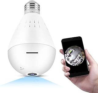 Dioche 960P HD WiFi Camera, 1.3 Million Pixels Fish Eye Camera Panoramic Light Bulb Camera Home Security Camera Motion Detection/WiFi Connection