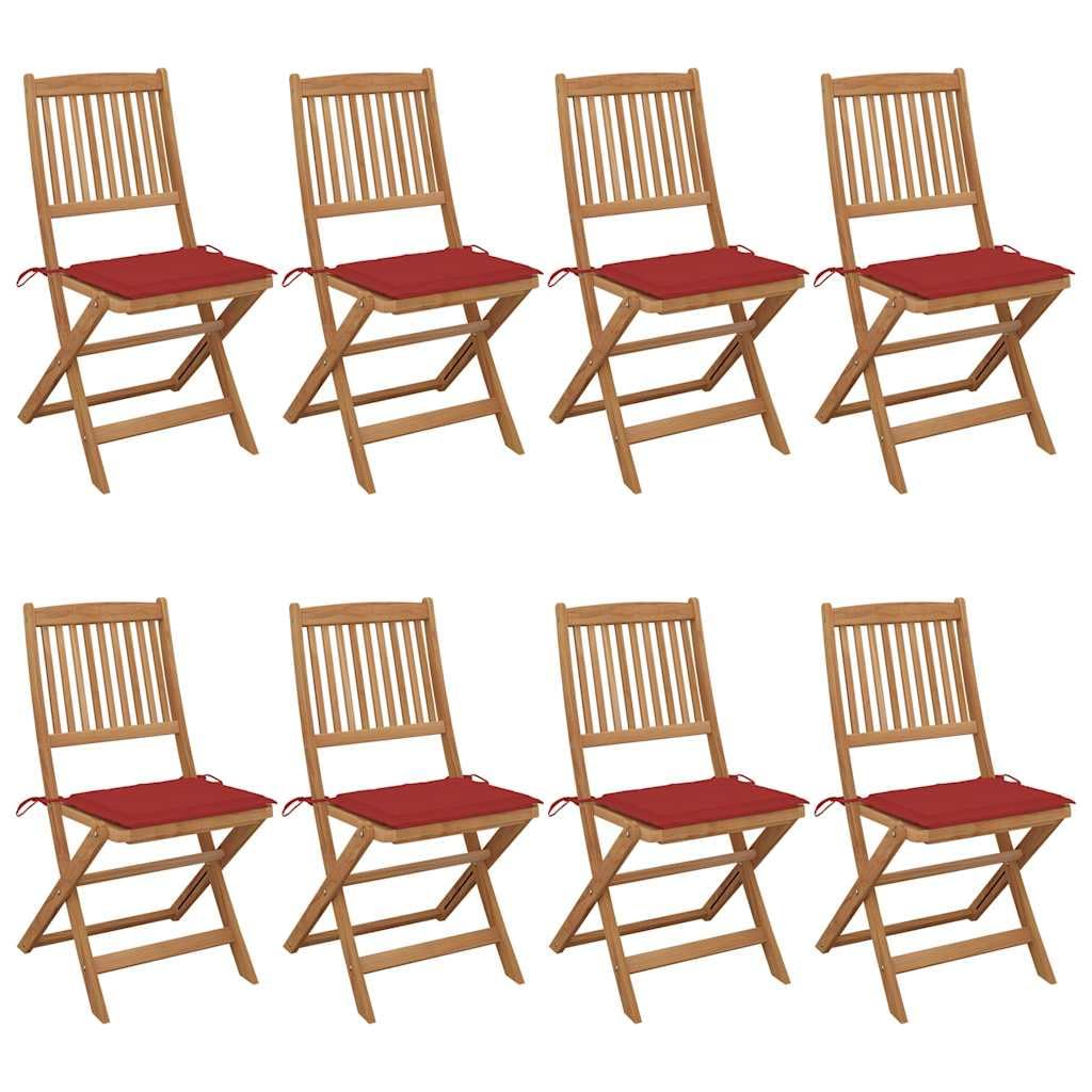 Chaises pliables de jardin avec coussins en bois d'acacia lot de 8 vidaXL