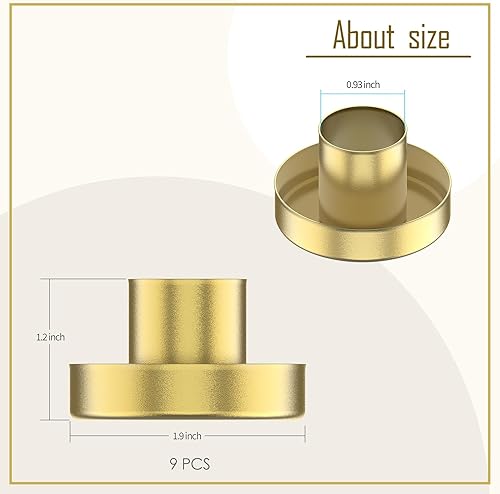 Miniatura 4 de Smtyle Portavelas de Navidad cónicos dorados para velas y candelabros, juego de 9 soportes únicos y llamativos, decoración contemporánea moderna