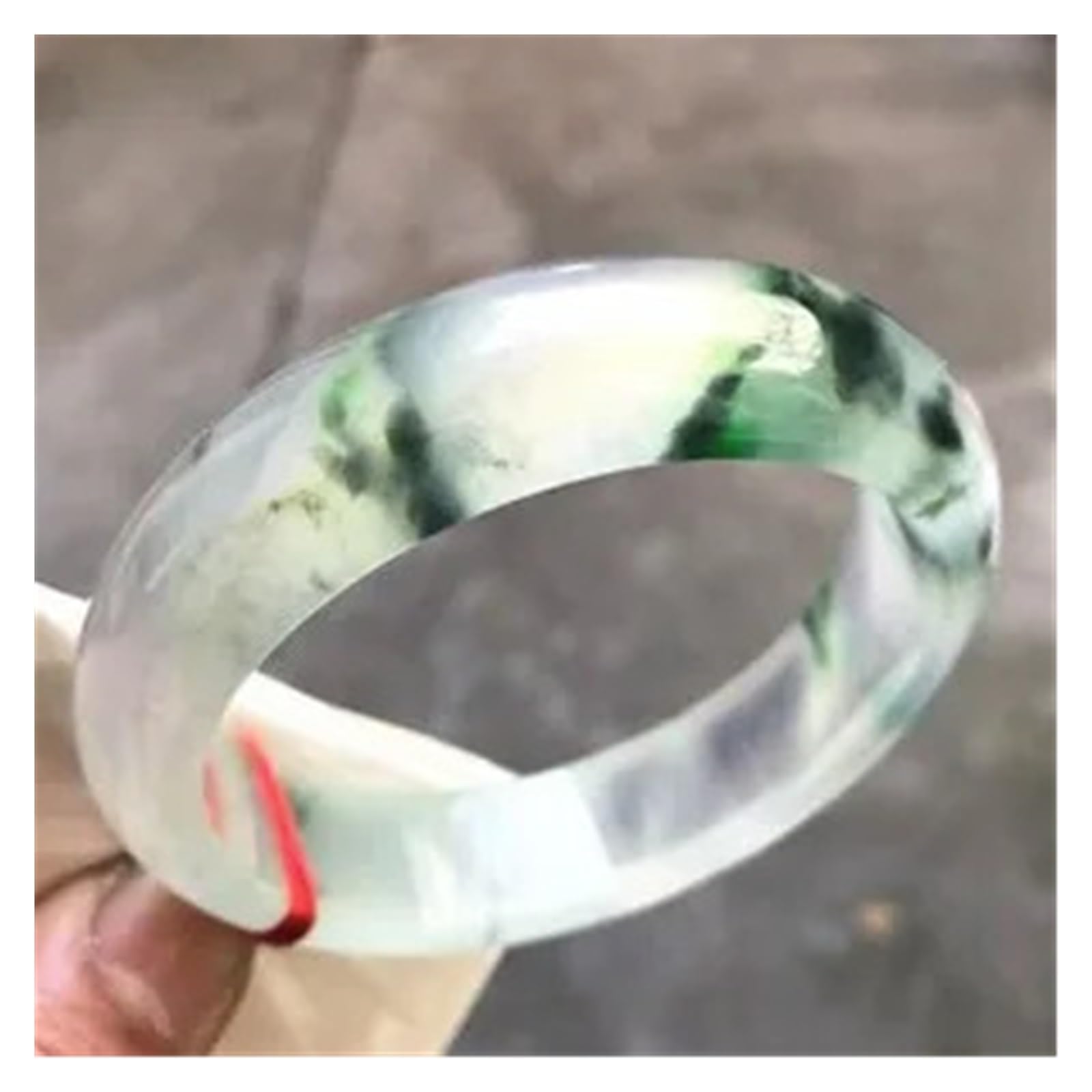 Bracciale rigido in giada giadeite verde ghiaccio naturale da 60,3 mm