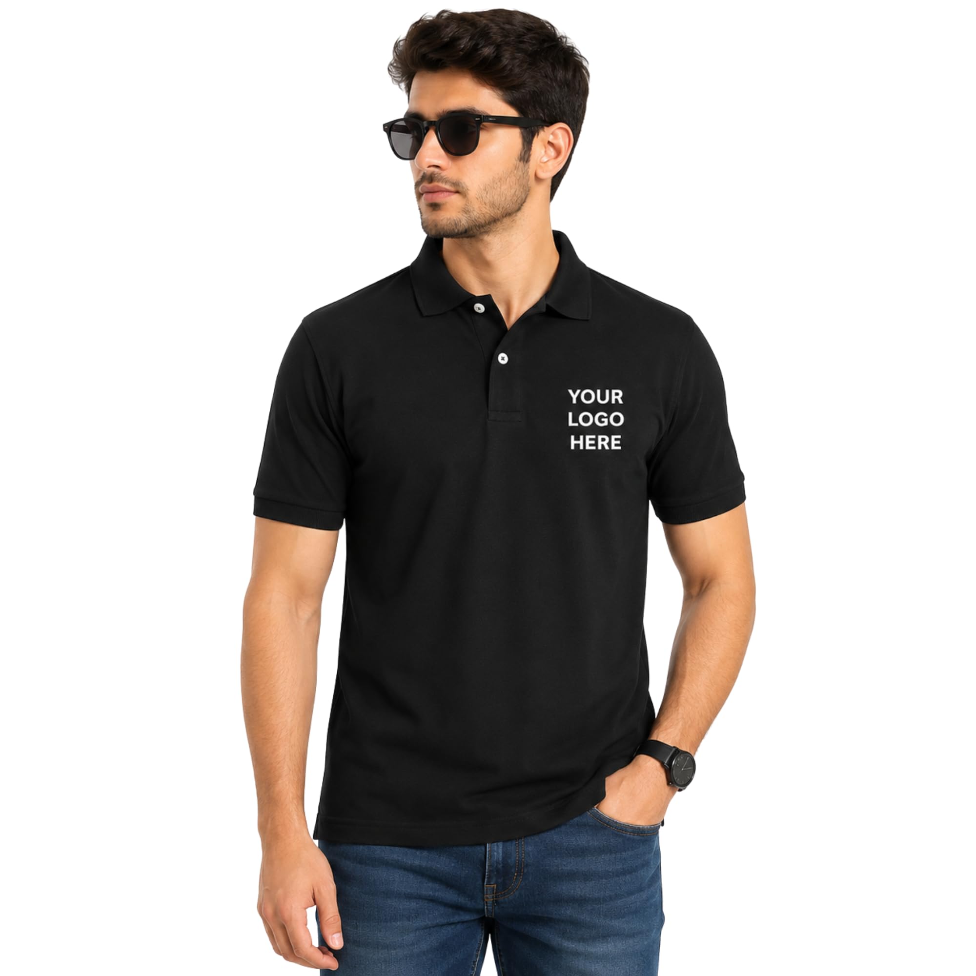 Customised Matty Polo T-Shirt with Custom Logo for Men & Women, Black-image-33