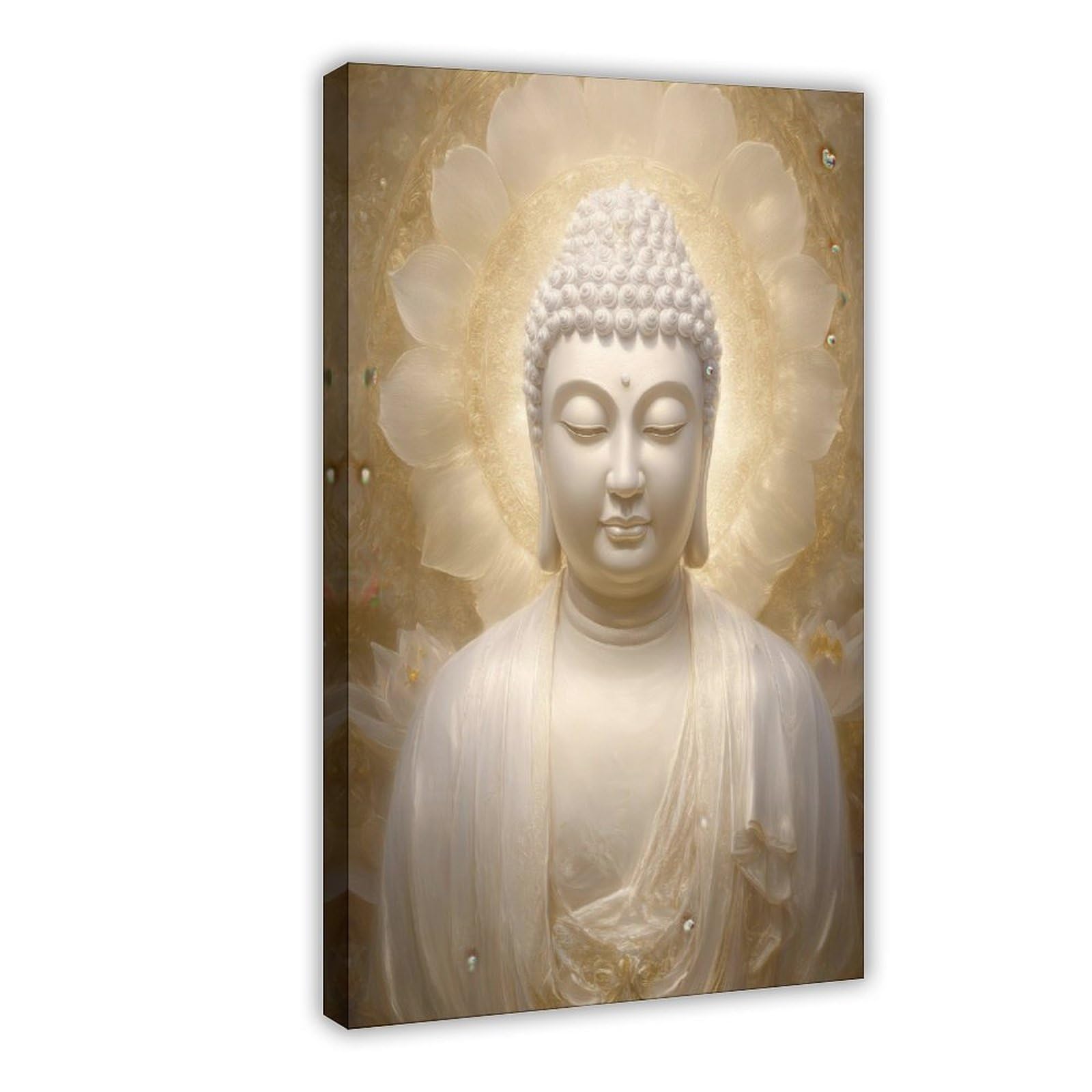 Pyberon Golden Buddha Portrait Poster Canvas Poster Wall Art Decor Print Picture Paintings for Living Room Bedroom Decoration 24" L X 36" W