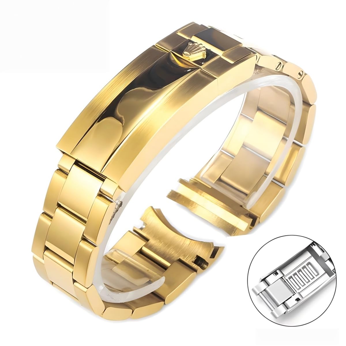 Cinturino Orologio Acciaio Inossidabile Bracciale Metallo Ricambio Oyster Maglie Attacco Curvo Argentato per Rolex GMT-Master