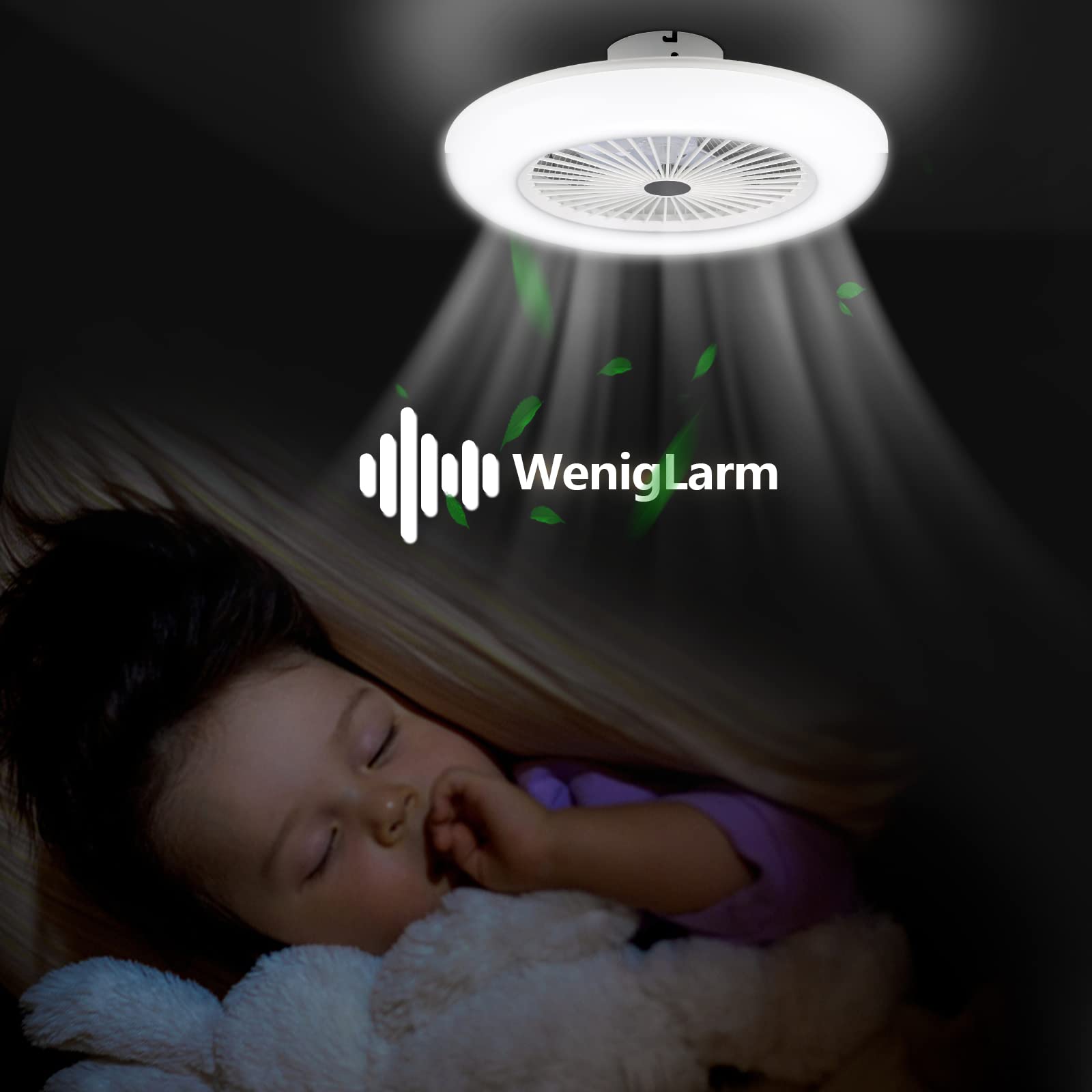 Lospitch Wentylator sufitowy Oświetlenie LED 80 W Nowoczesna lampa sufitowa do ściemniania 3000K-6500K cichy pilot do salonu Ø55CM
