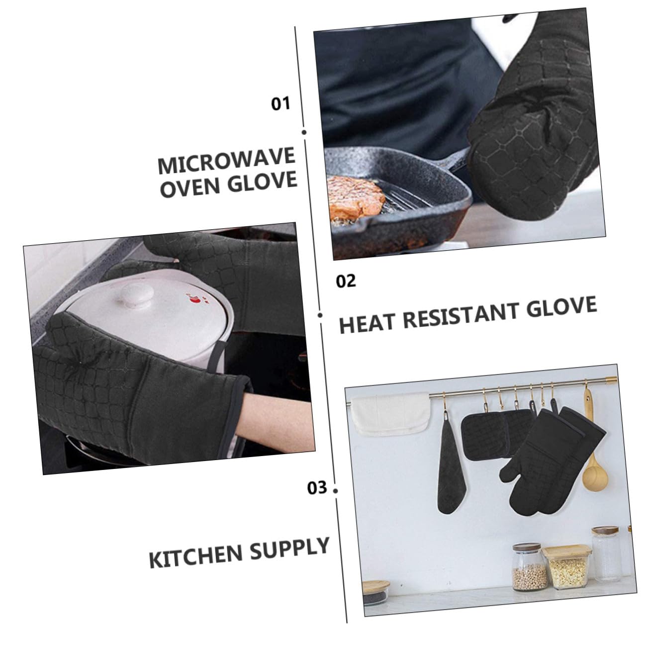 Hitzeschutzhandschuh Hitzebeständig Ofenhandschuhe Küchenbedarf Mikrowellenhandschuh Hitzebeständiger Handschuh Praktische Aufhängeöse Kochen Grillen