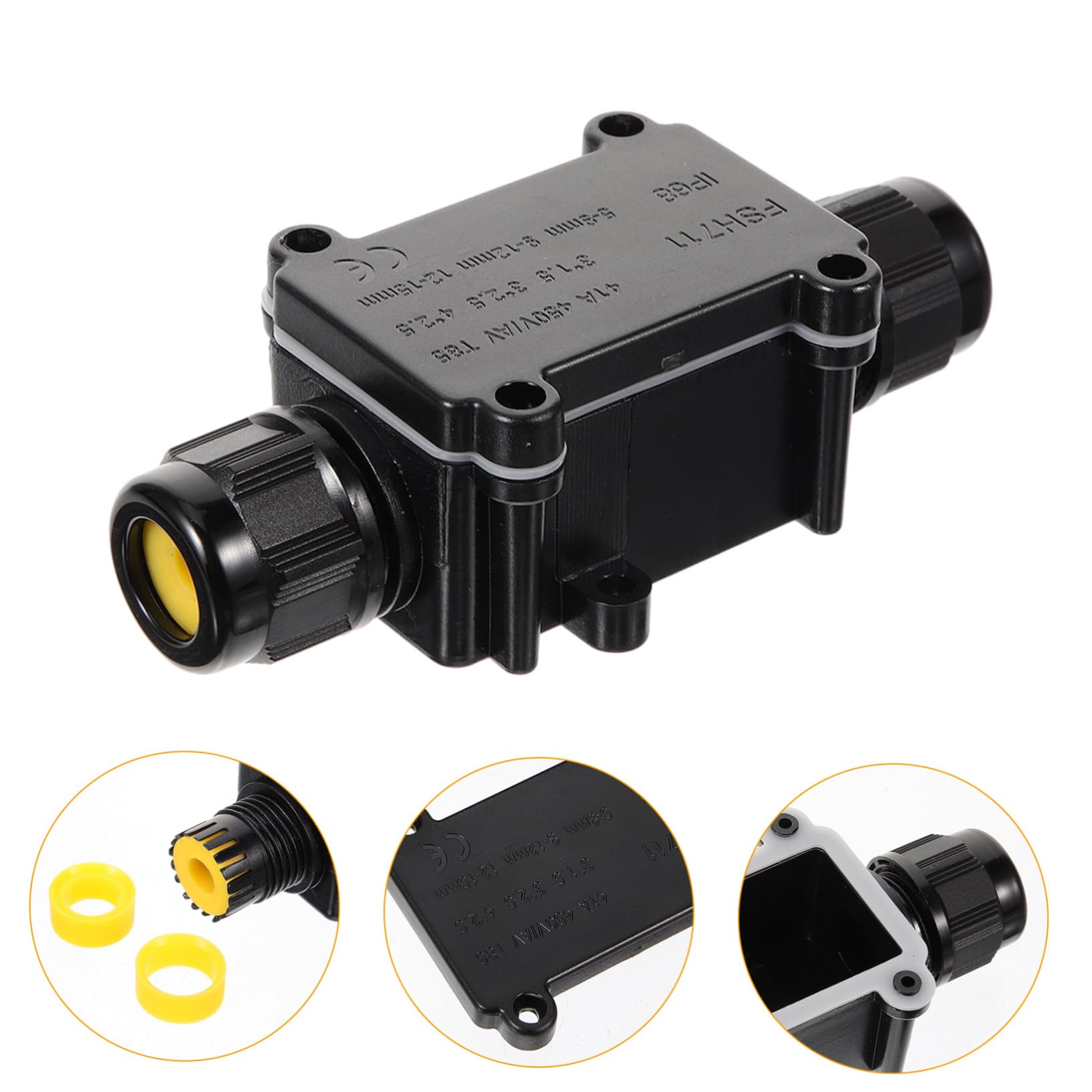SHINEOFI Boîte De 5 Pièces Boîte de jonction étanche de plein air connexion Imperméabiliser pouvoir coffrets électriques en plastique coffret électrique en plastique PC Noir