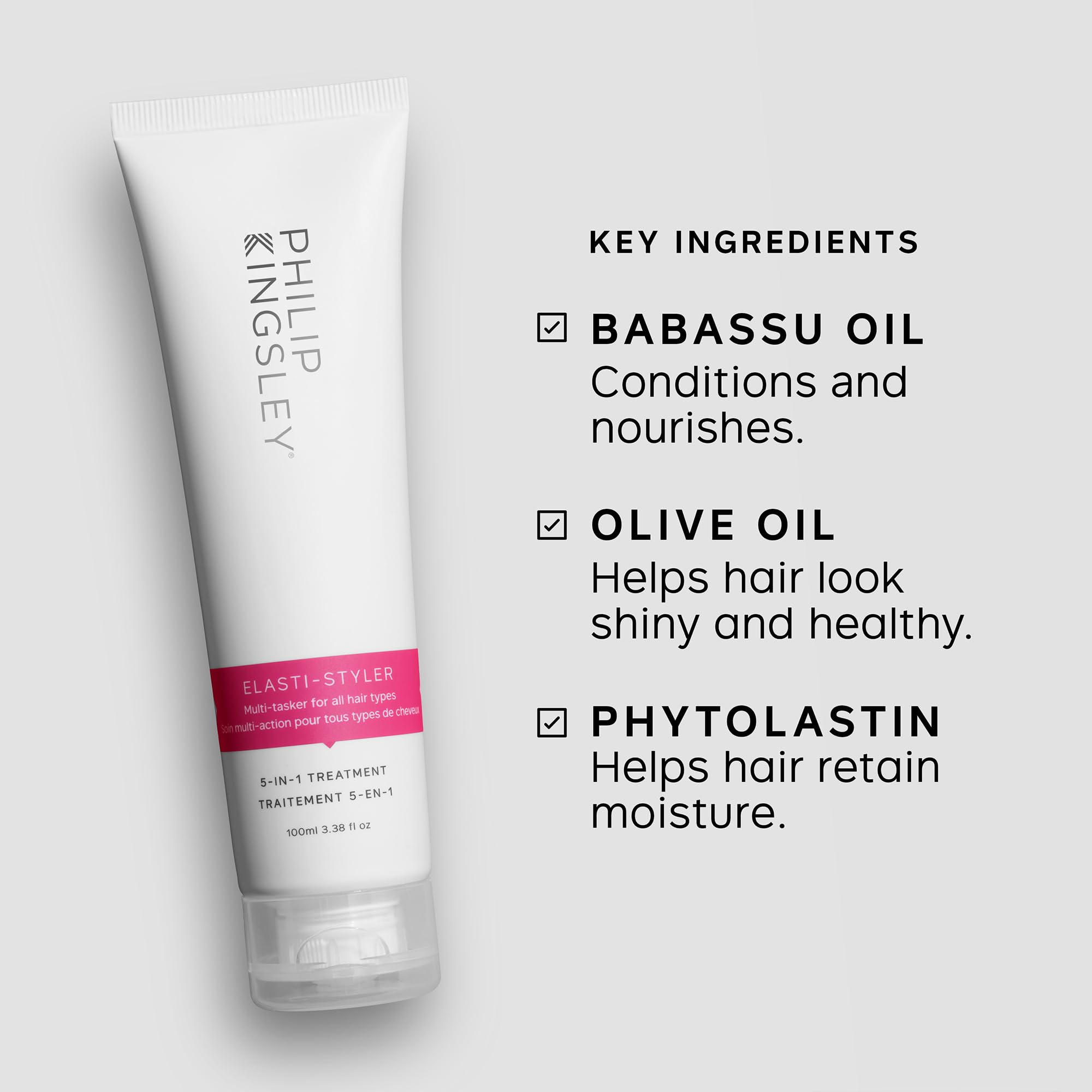 Philip Kingsley Elasti-Styler | 5-in-1 Pre-Styling Serum Behandlung | Haarstyling-Creme Konditionierende Maske | Anti-Frizz Smoothing Primes Bändigte, die Glanz verleihen | 100ml