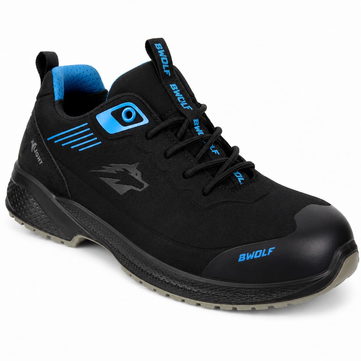 BWOLF Noir S3S Buty robocze męskie ESD S3 – buty ochronne z kompozytową nasadą i podeszwą z Kevlaru, wodoodporne, odporne na olej, antypoślizgowe (Czarne, system rozmiarów butów UE, dla dorosłych