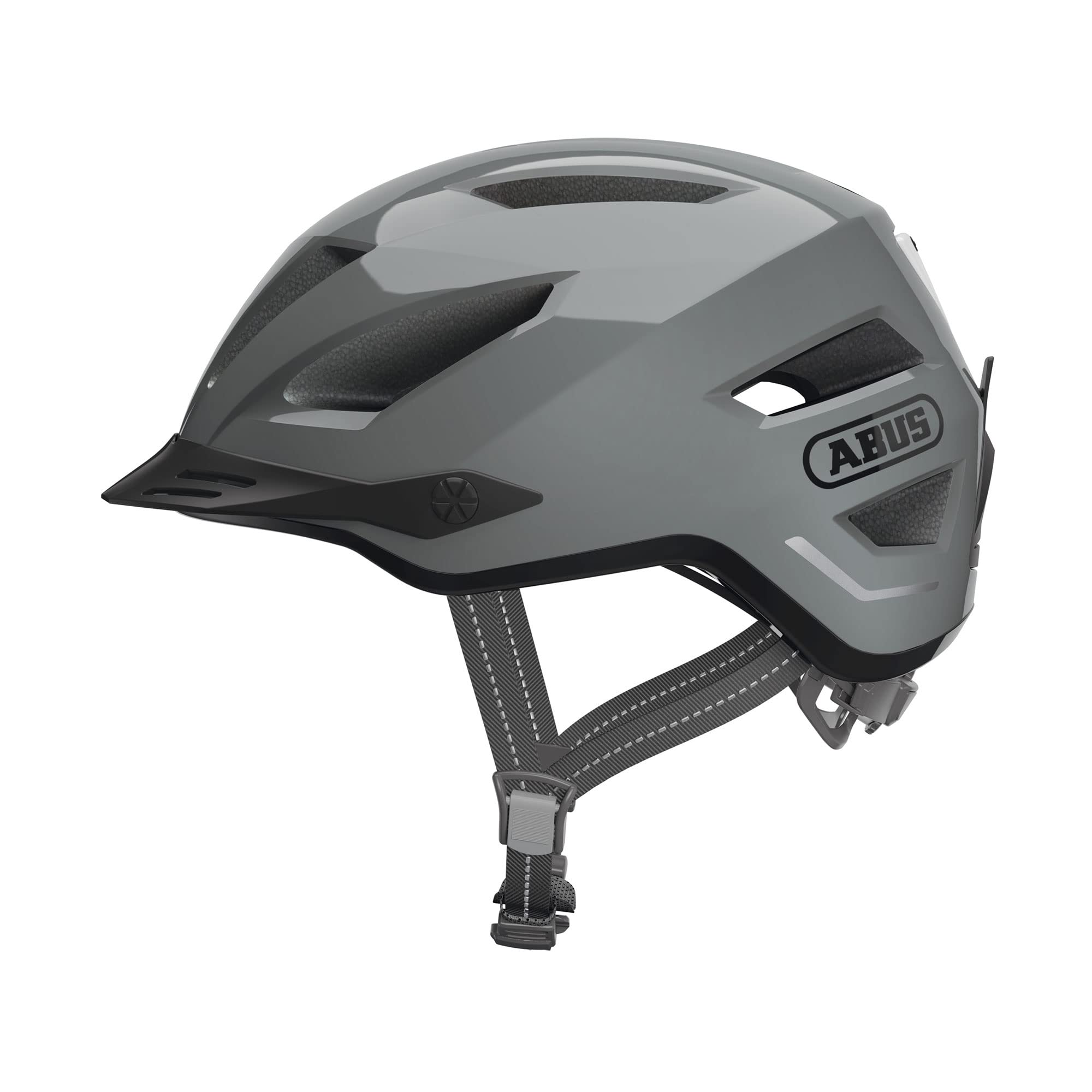 ABUS Casque de Ville Pedelec 2.0 - Casque de vélo avec feu arrière et visière Anti-Pluie - pour Le trafic Urbain - pour Hommes et Femmes