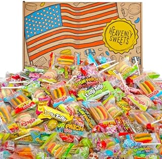 American Sweets Gift Box - 100+ Piece American Party Sweets Box - Birthday, Pinata, Halloween, Laffy Taffy, Jolly Rancher Sweets, Sour Patch Kids Candy Hamper - Heavenly Sweets