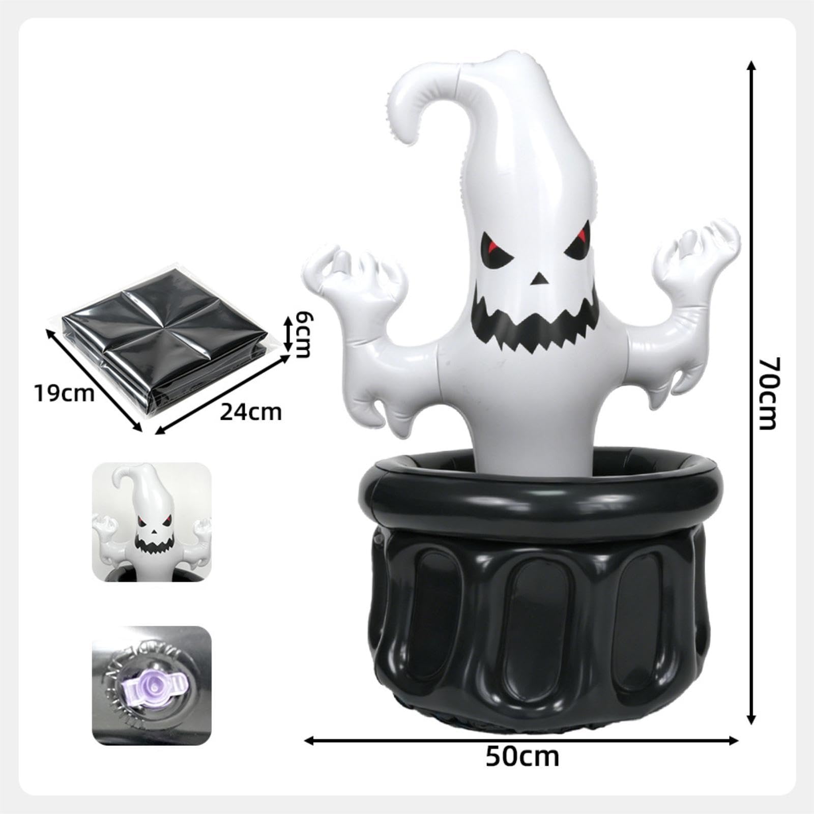 Secchiello Ghiaccio Halloween Contenitore Bevande Ice Bucket Refrigeratore PVC Impermeabile Portatile Adatto per Party Picnic Barbecue Campeggio E
