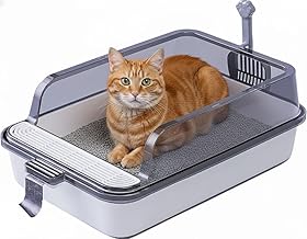 N&S Cat Toilet, Cat Toilet, Includes Scoop, Garbage Bag Box, Splash Prevention Cover, Width 15.4 x Depth 23.6 x Height 7.9 inches (39 x 60 x 20 cm) (White)