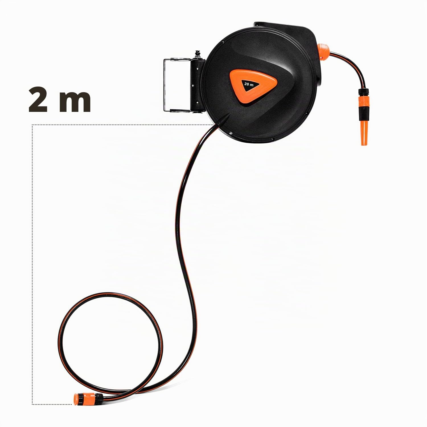 BOUDECH® KAI 20 - Avvolgitubo Automatico per Giardino Acqua Girevole ed Autoavvolgente Montaggio a Parete (20+1MT)