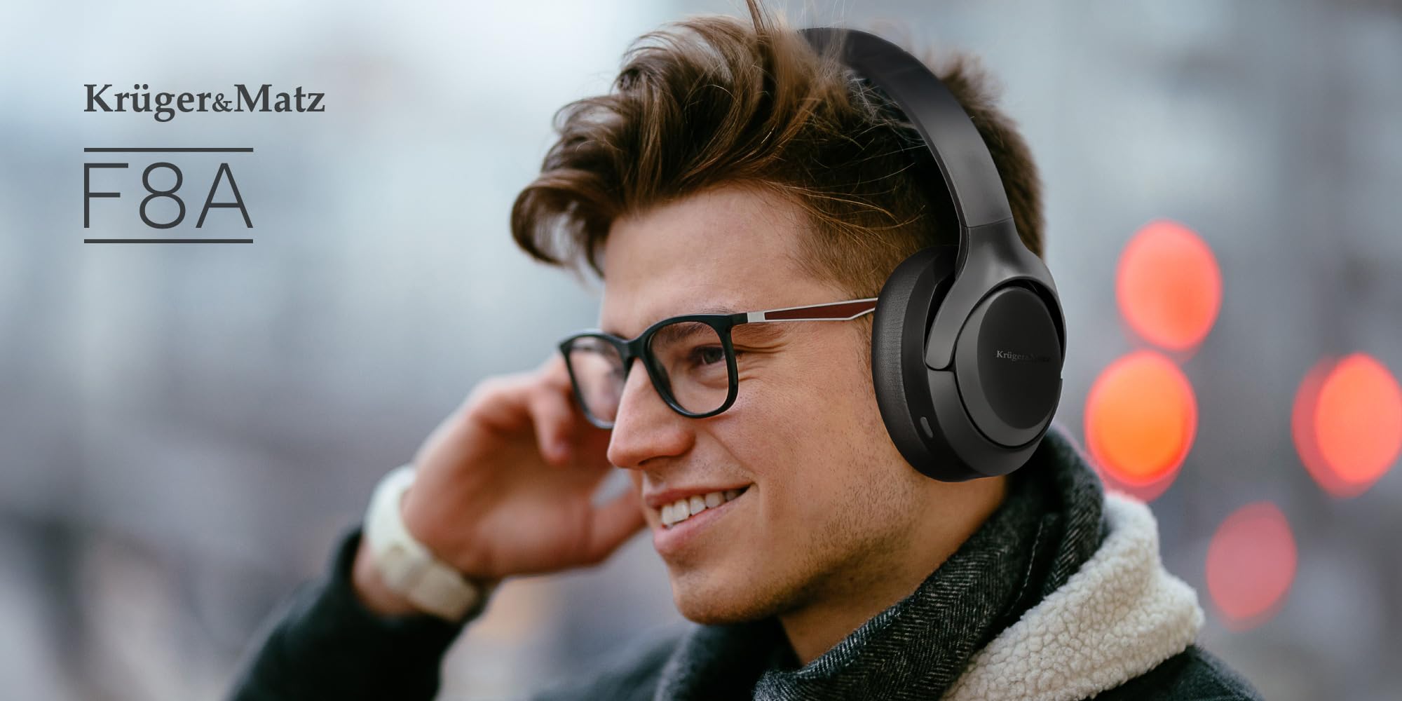 Krüger&Matz Auricolari senza fili con ANC F8A Microfono Bluetooth 5.4 integrato nero