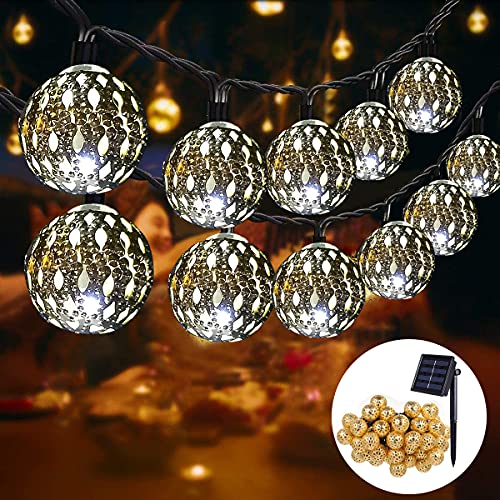 NLNEY Lichterkette außen, Solar lichterkette aussen, 7M 50 lichterkette außen solar 8 Modi, Marokkanische lichterkette für Weihnachten Hochzeit Garten Baum Terrasse Party