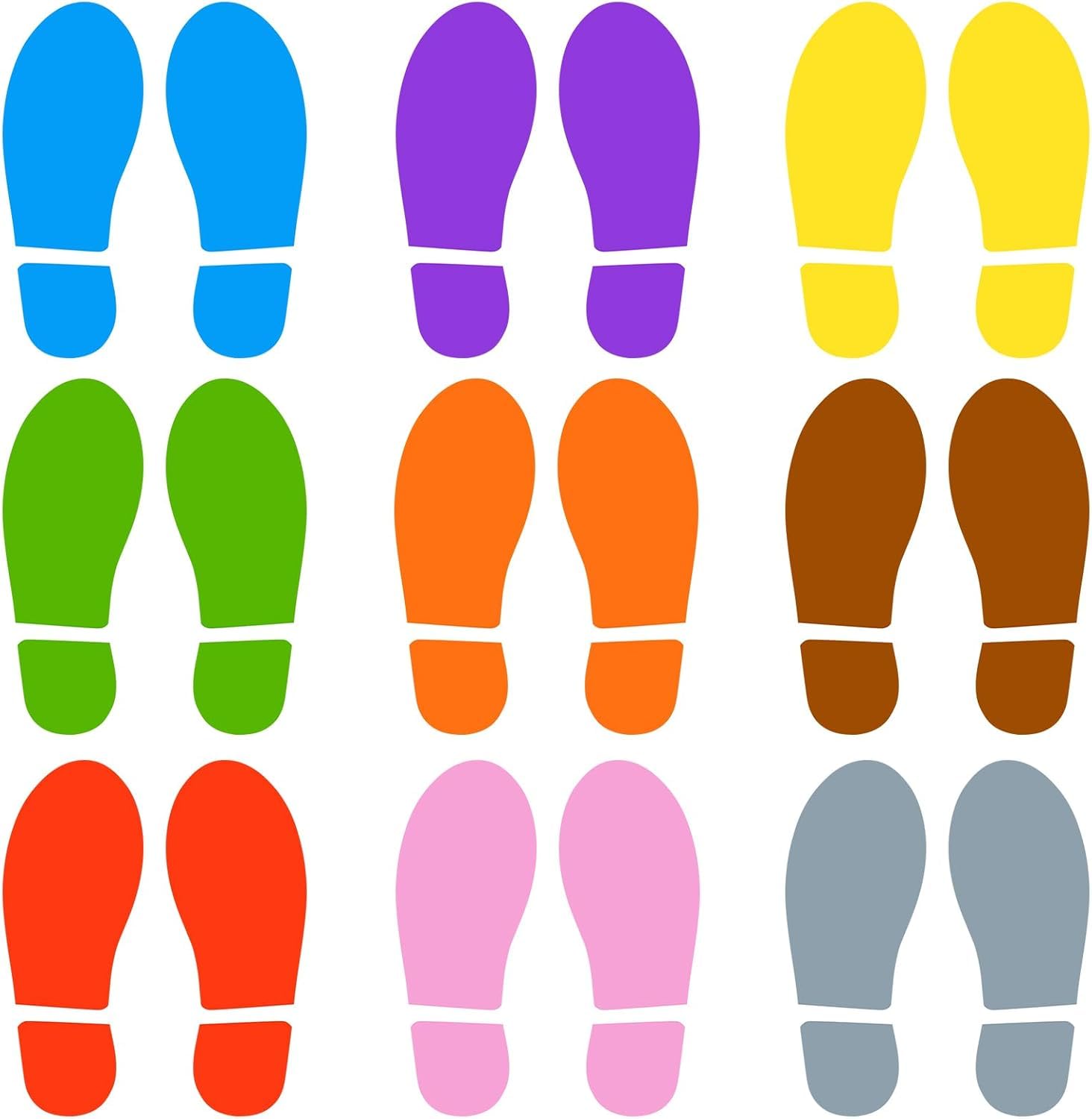 30 Pairs 60 Pcs Colorful Footprint Stickers, Shoe Footprints Floor Stickers