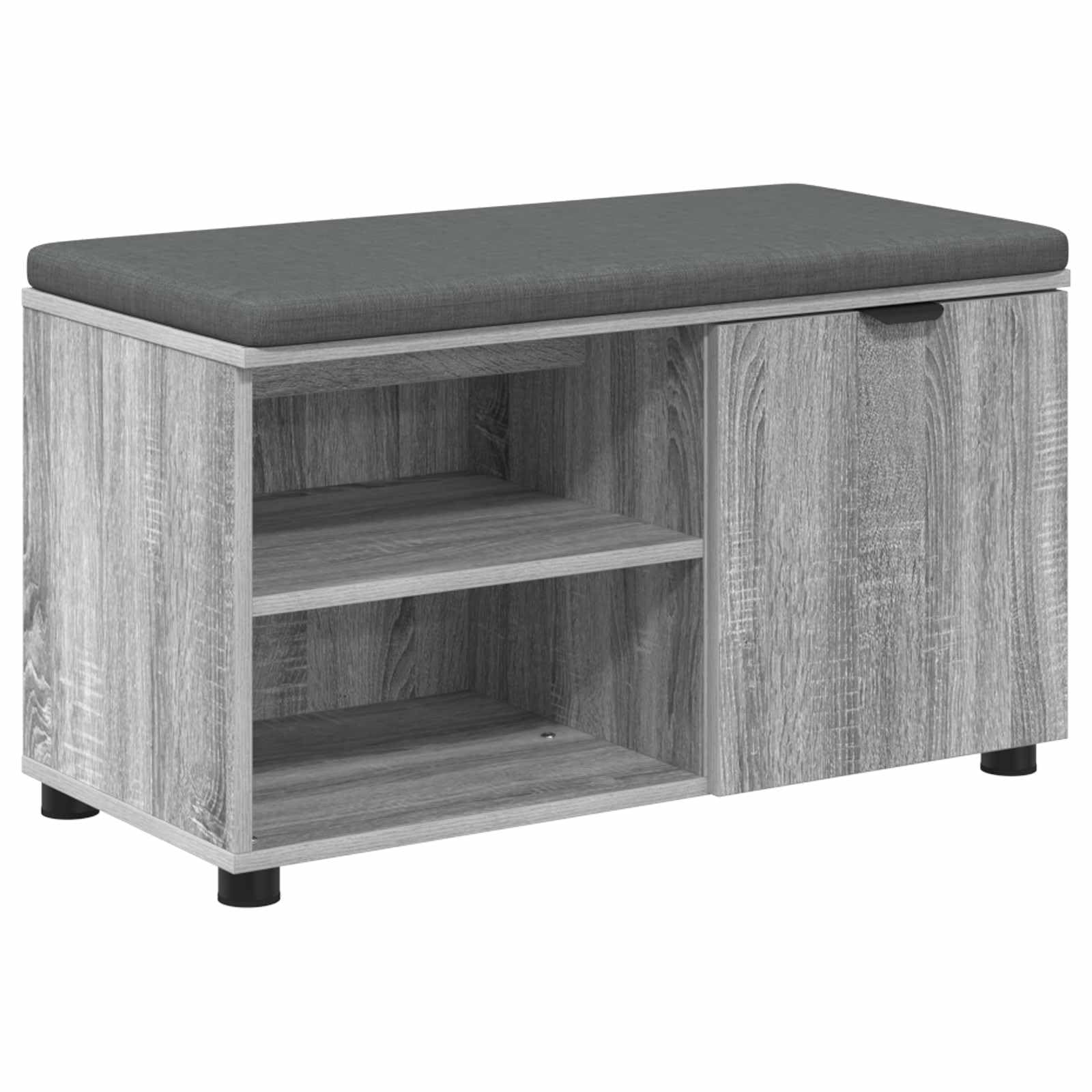 Banc de couloir 80 cm gris sonoma mat avec coussin uni - Meuble de vestiaire rectangulaire