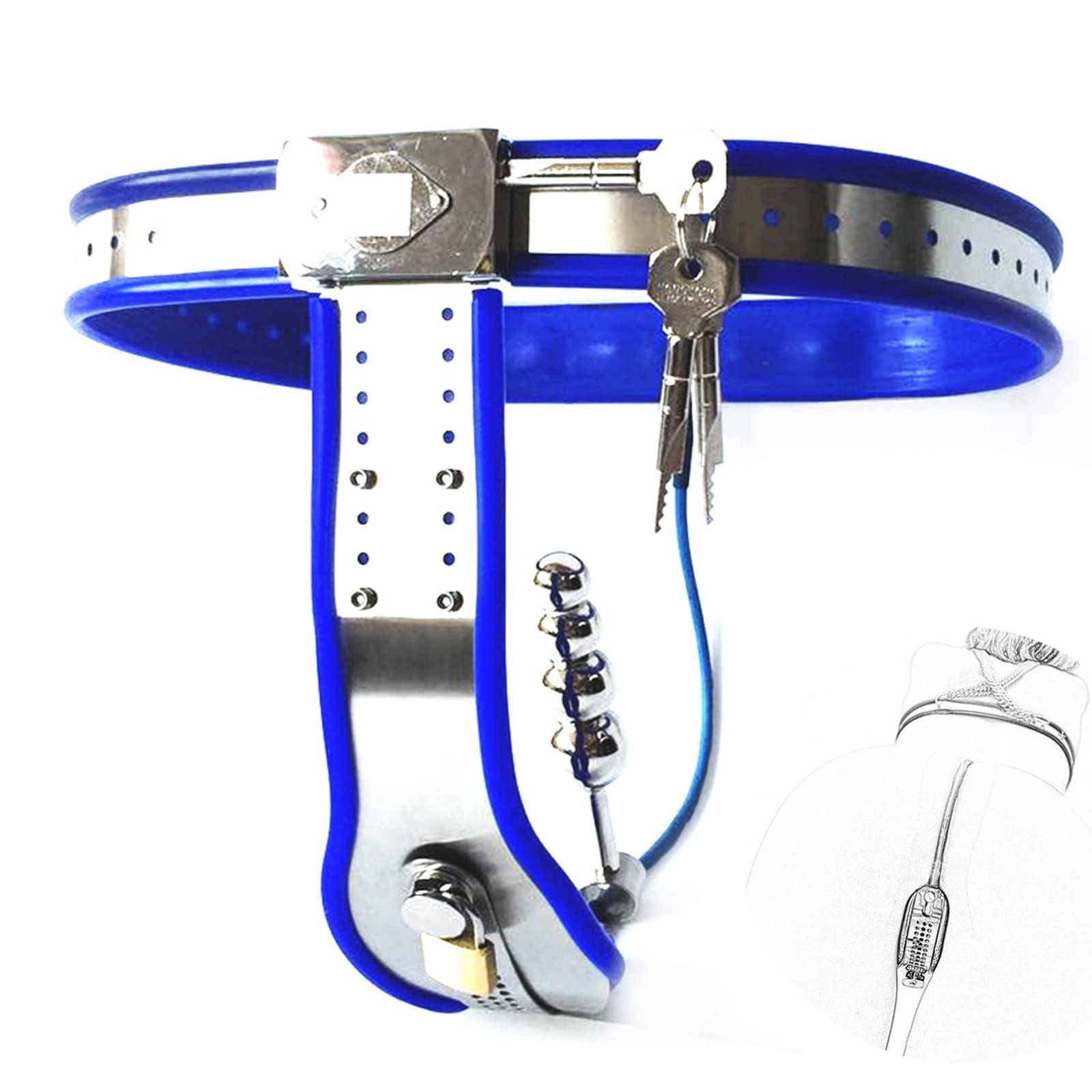 Cintura di castità per donne Dispositivo di castità sexy perizoma in acciaio inossidabile con plug anale Sfere anali Costumi erotici regolabili SM Giocattoli sessuali per donne Coppie(Normal60-90cm)