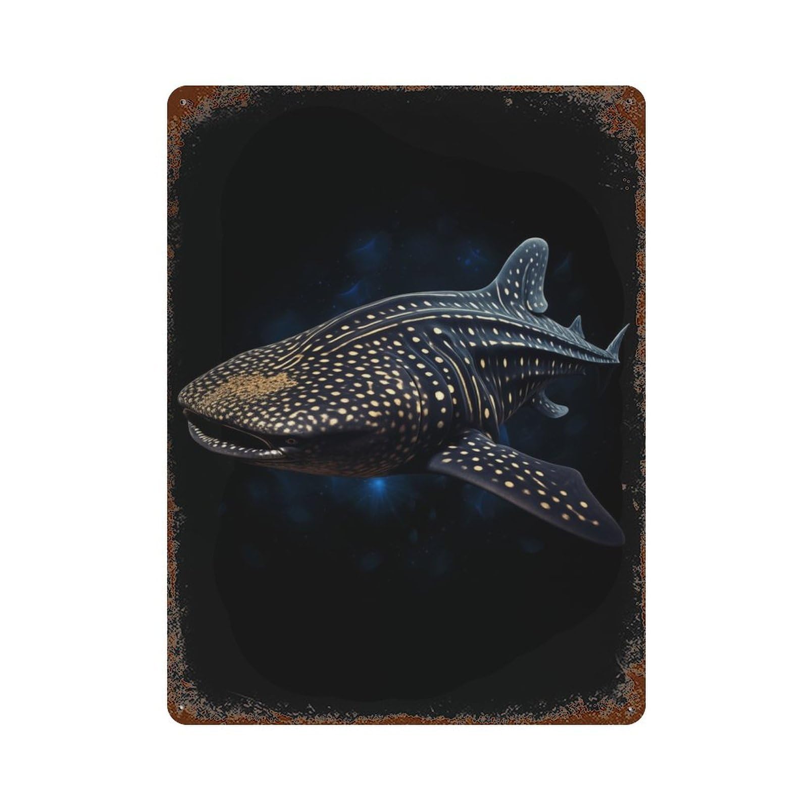 Vintage Rust Metal Sign Whale Shark 15.7"x11.8", Novelty Wall Decor for Garage, Bar And Workshop Decor