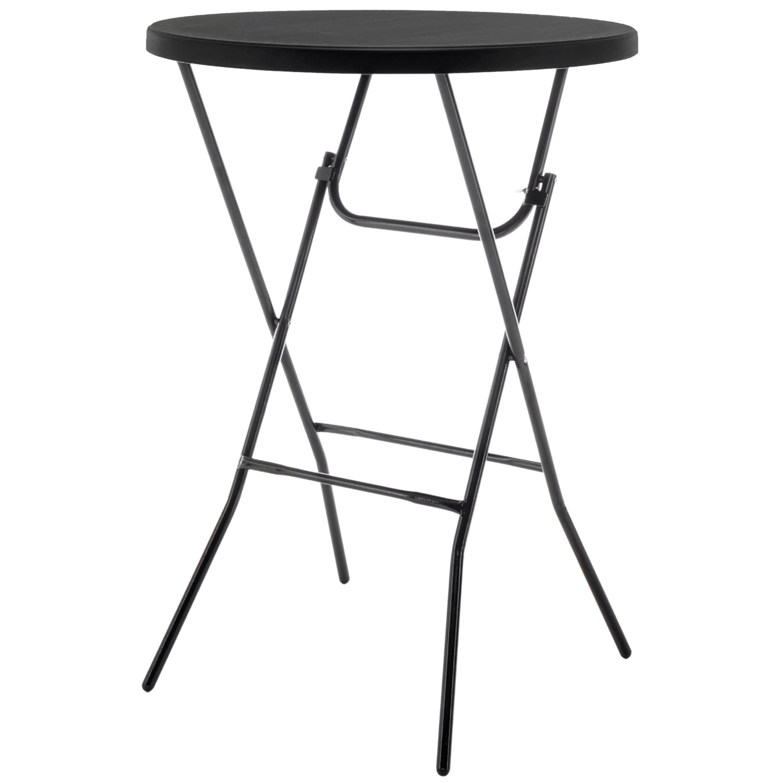 BTEXPERT Set of 10, Black 2.63 Foot Round Plastic Bar Height Folding Cocktail Table Commercial Portable for Banquet Dining Wedding Party Coffee Events