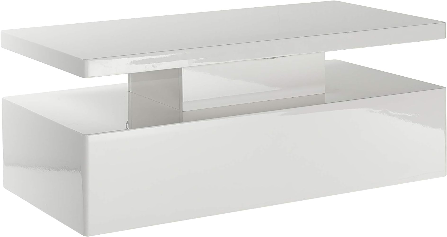 MMT White Gloss Tiffany Coffee Table with LED RGB remote control Light | 100cm x 50cm x 39cm rectangle living room table | FREE UK mainland delivery, no BT postcodes