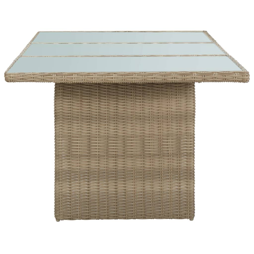 Stół do jadalni ogrodowy, brązowy, z polirattanu z szklanym blatem 200 x 100 x 74 cm, odporny na warunki atmosferyczne i lekki, idealny jako stół tarasowy, stół balkonowy lub stolik