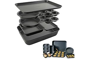 Elbee Home 8-Piece Nonstick Aluminized Steel, Space Saving Baking Set