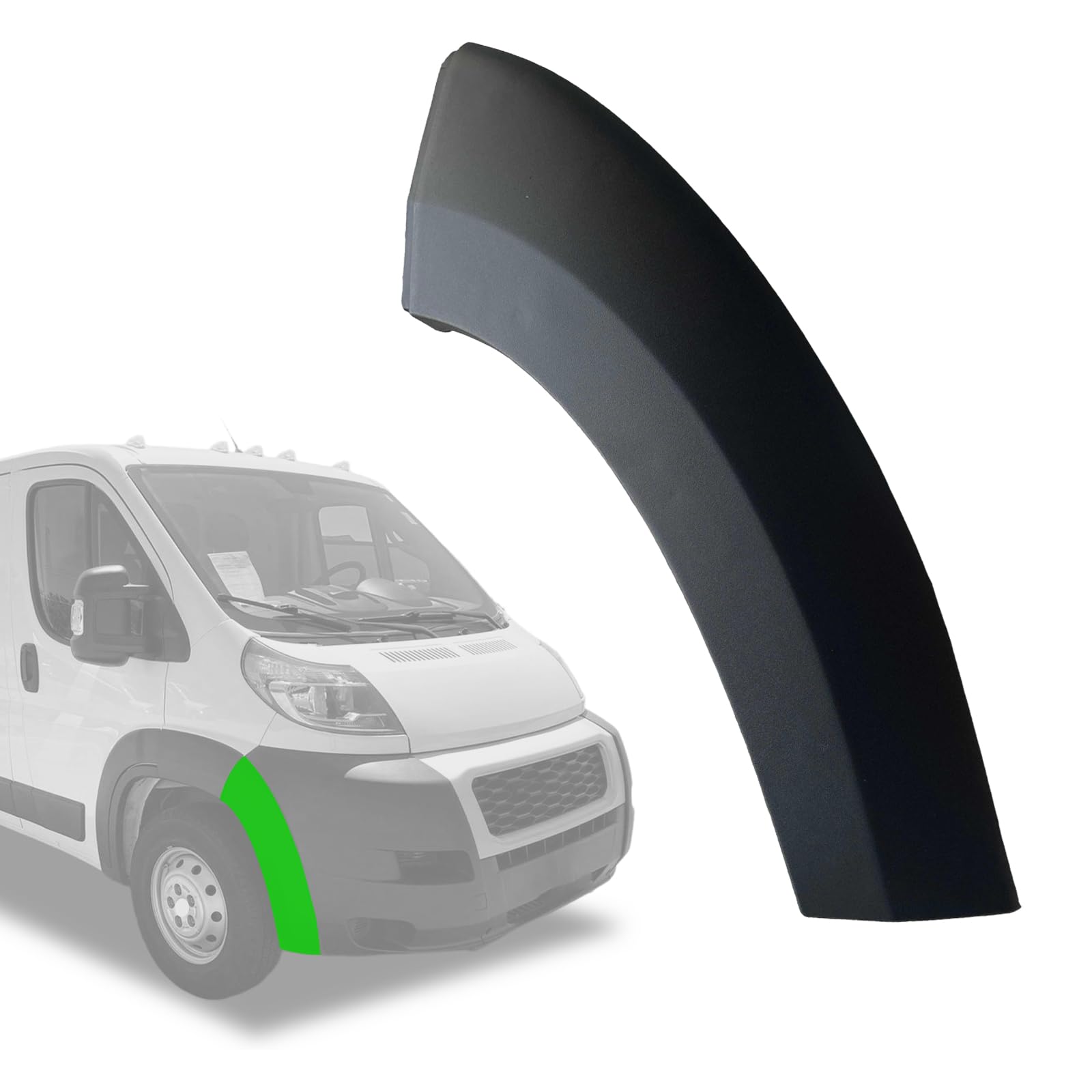 Right Front Bumper Flare End Cap Trim For 2019-2022 Ram ProMaster - Black