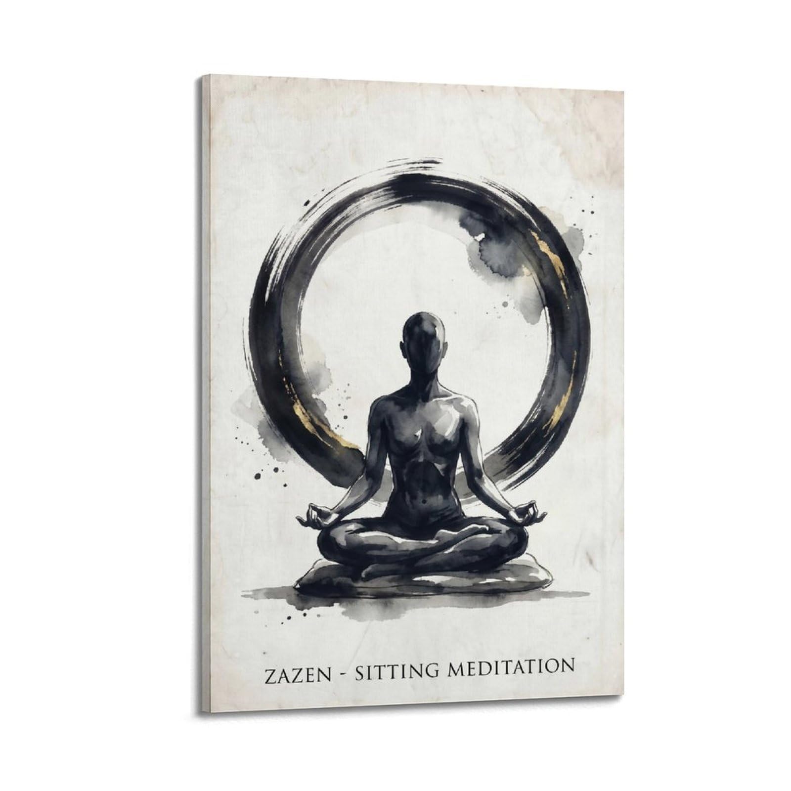 OKNGB Black White Zazen Sitting Buddha Yoga Meditation Poster Decorative Painting Canvas Art Picture 24x36inch(60x90cm)
