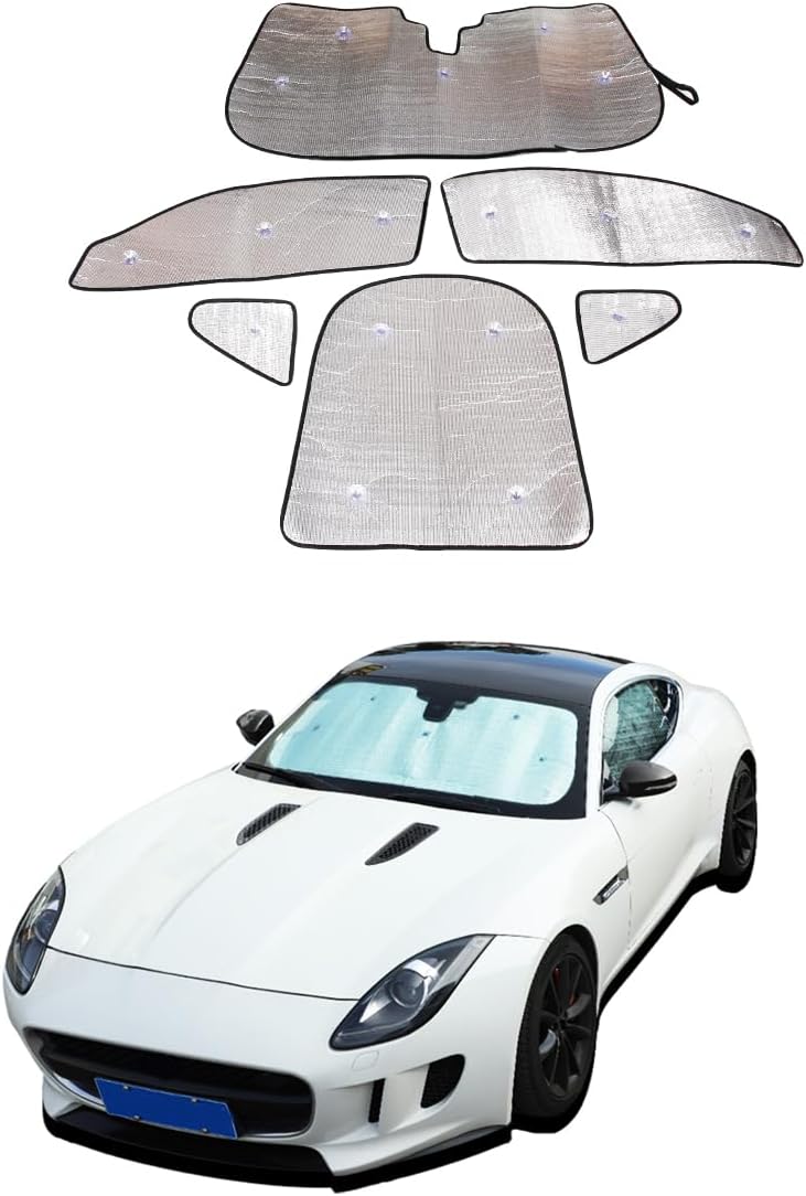 Car Windshield Sun Shade Compatible with Jaguar F-Type 2013-2024 Car Foldable UV Ray Reflector Auto Front Window&Full-Window Glass Sun Shade (Full-Window Glass Sunshade)