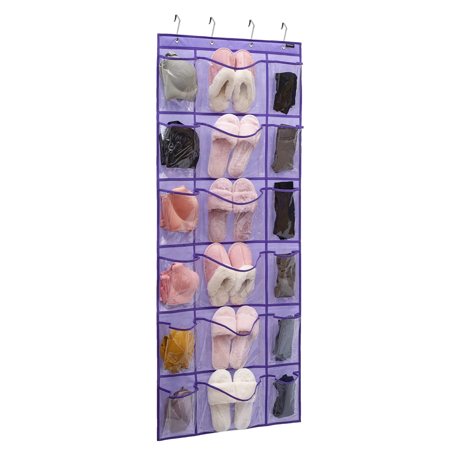 Étagère chaussures porte gain de place avec poches transparentes