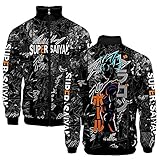 xhomeshop Harajuku Anime Dragon Ball Jacke mit Reißverschluss Goku Langarm Strickjacke Super Saiyan Sweatshirt