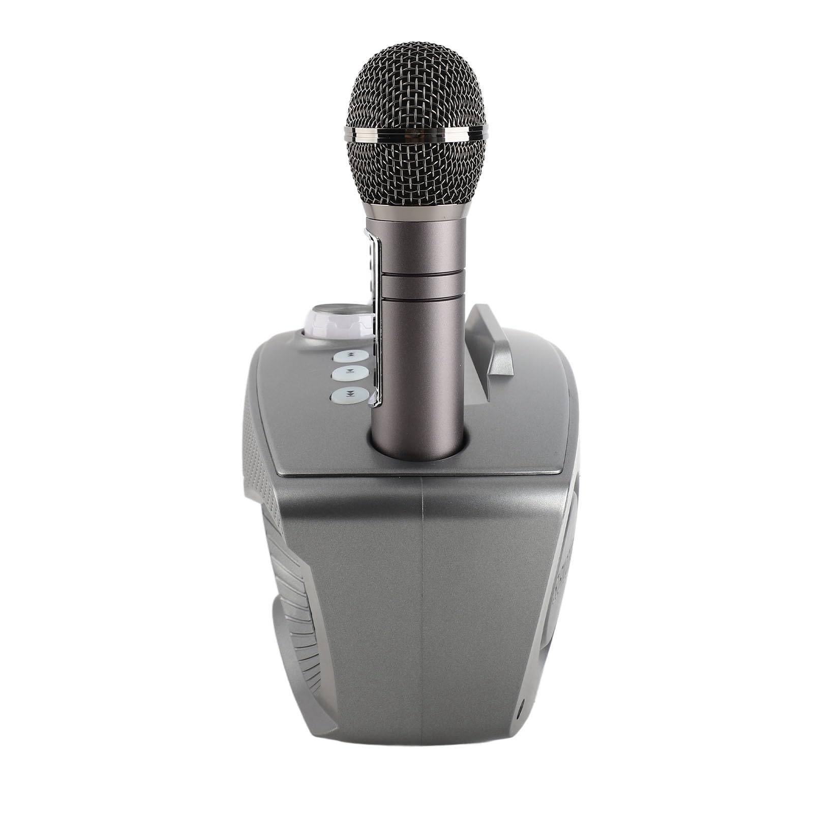 Semme Altoparlante per Karaoke Familiare con Doppio Microfono Portatile, Stereo Portatile da Esterno con Funzione di Annullamento Vocale (GRAY)