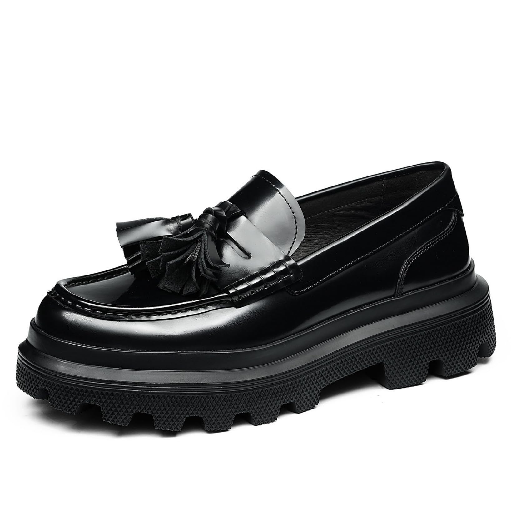 Genérico Mocasines Hombre con Borlas Suela Gruesa Zapatos Elegantes Slip On Mocasines de Lujo Zapatos Formales Business Smart Casual